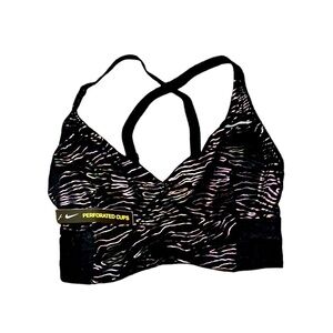 NWT Nike iridescent/ black racer back sports bra S
